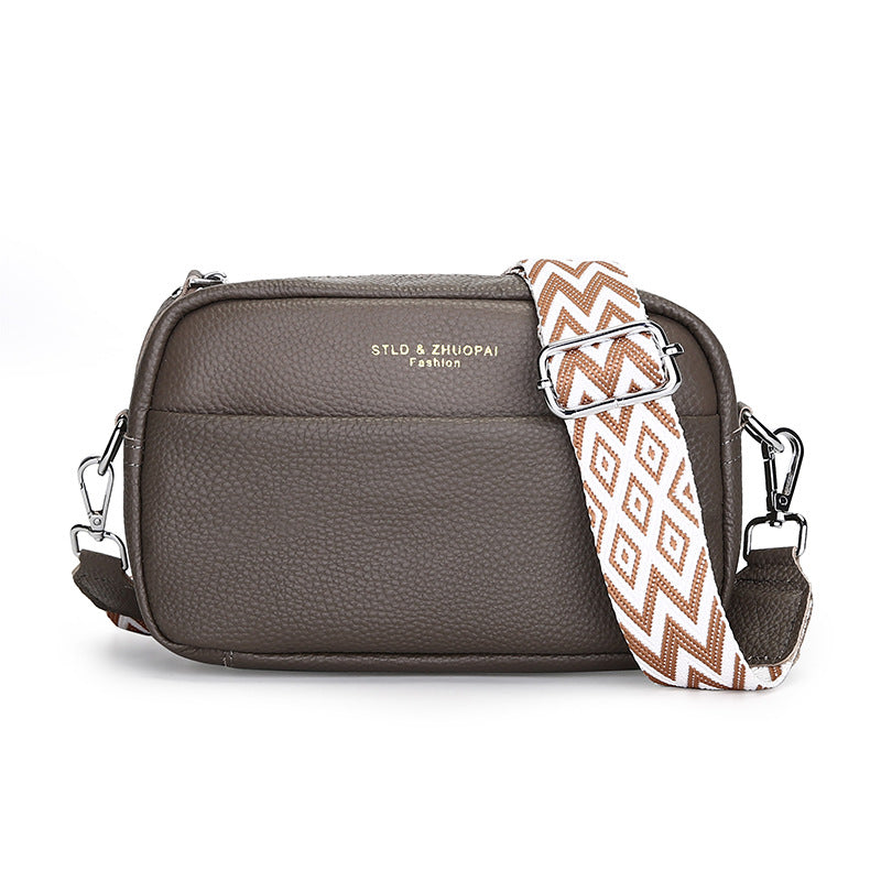 Simple Top Layer Cowhide Square Shoulder Messenger Bag