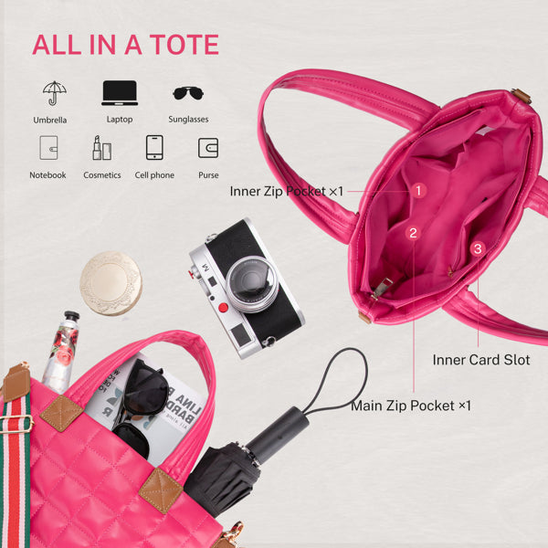 Rose Padded Tote Crossbody Bag