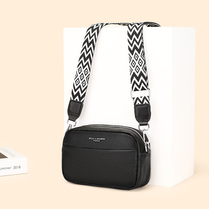 Simple Top Layer Cowhide Square Shoulder Messenger Bag