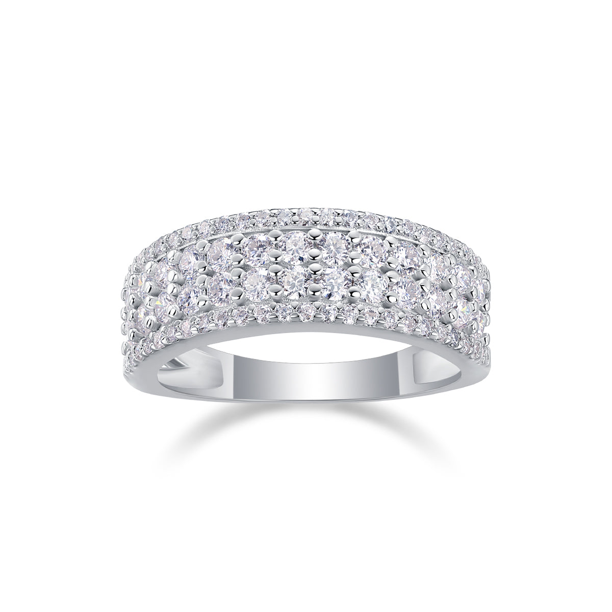 Multi-row Moissanite 925 Silver Ring