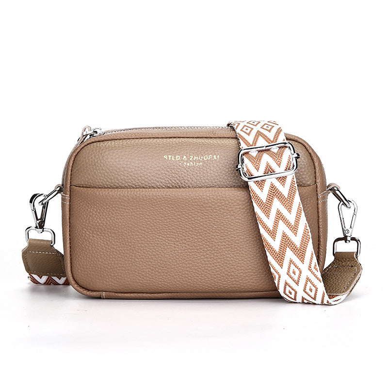 Simple Top Layer Cowhide Square Shoulder Messenger Bag