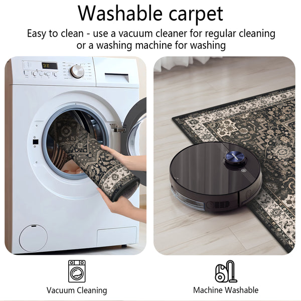Set Of 3 Washable Nonslip Bohemian Runner Carpets