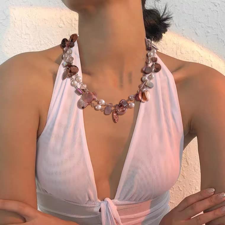 Boho Two-color Shell Layered Chunky Statement Necklace