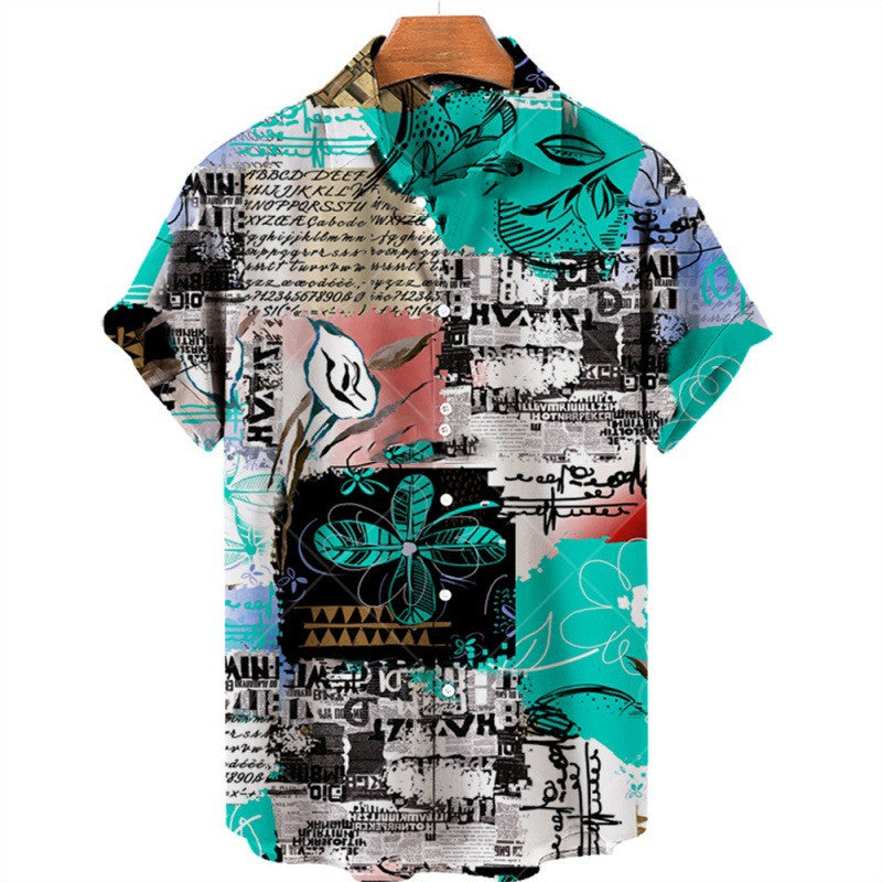 Men's Fashion Print Geometric Shirt Top
