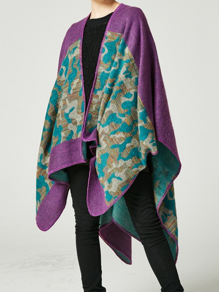 Purple Printed Long Shawl