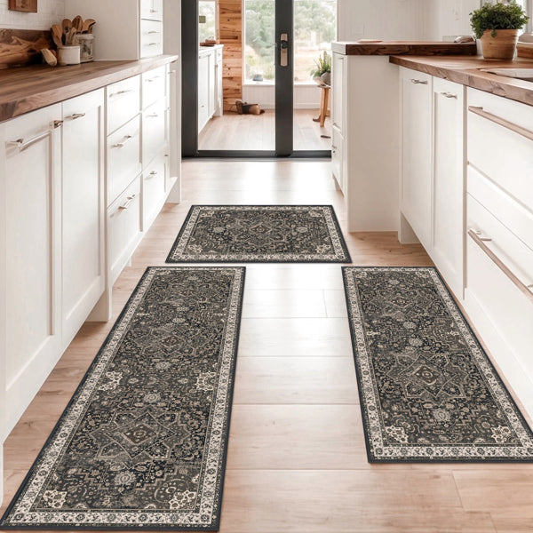 Set Of 3 Washable Nonslip Bohemian Runner Carpets