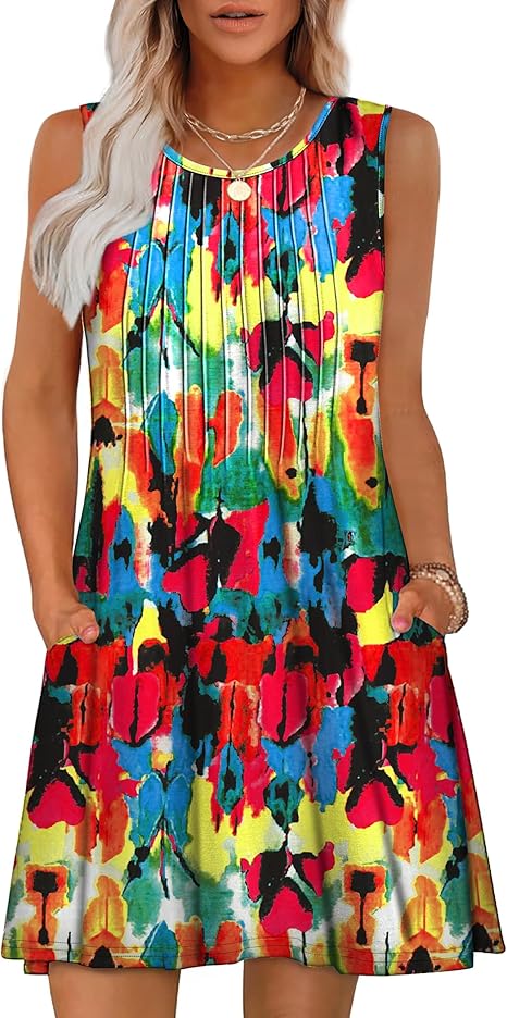 Casual Round Neck Sleeveless Vest Dress