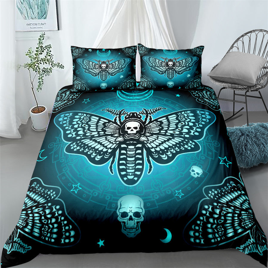 Skull Moth Digitally Printed Bedding Set