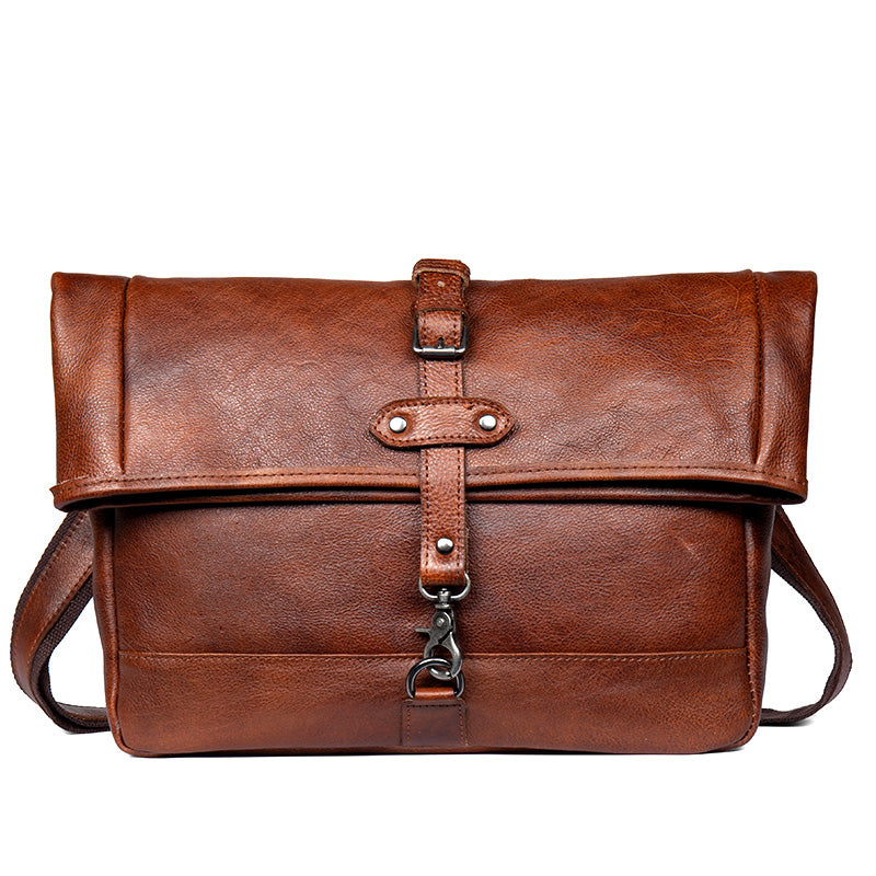 Vintage Men's Polished Tanned Leather Shoulder Bag