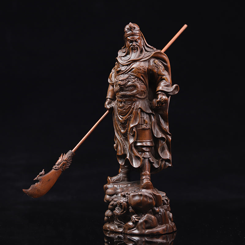 Gongwu Boxwood Carved God Of Wealth Statue Ornament