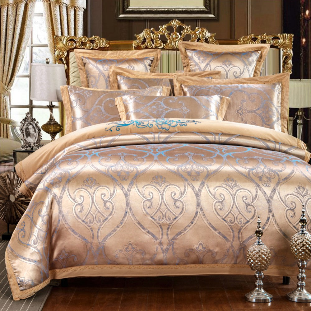 European Style Jacquard Cotton Embroidery Quilt Cover Set