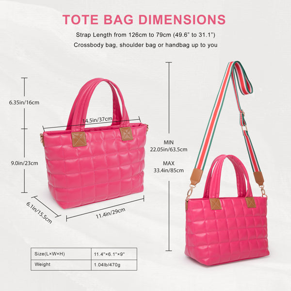 Rose Padded Tote Crossbody Bag