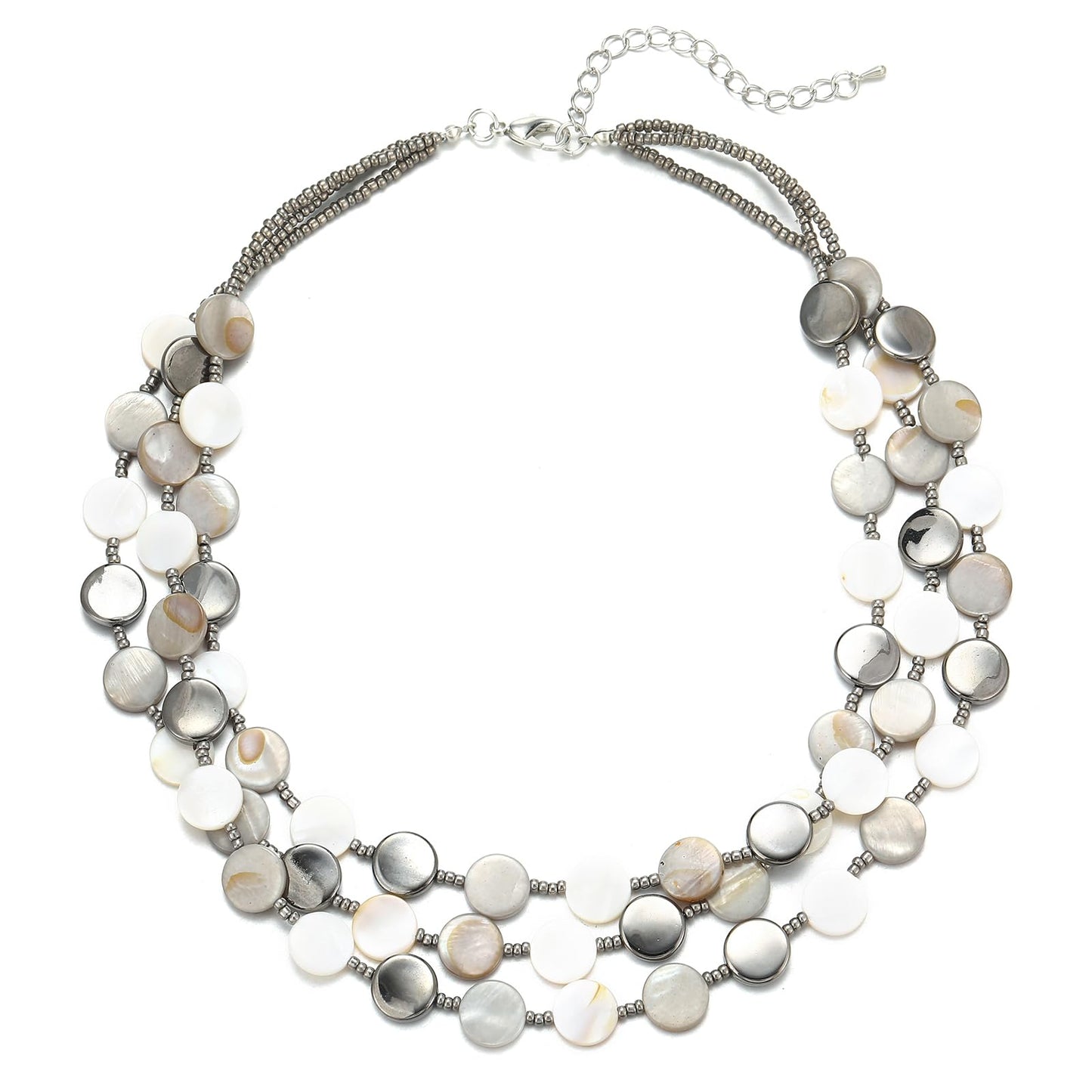 Boho Two-color Shell Layered Chunky Statement Necklace