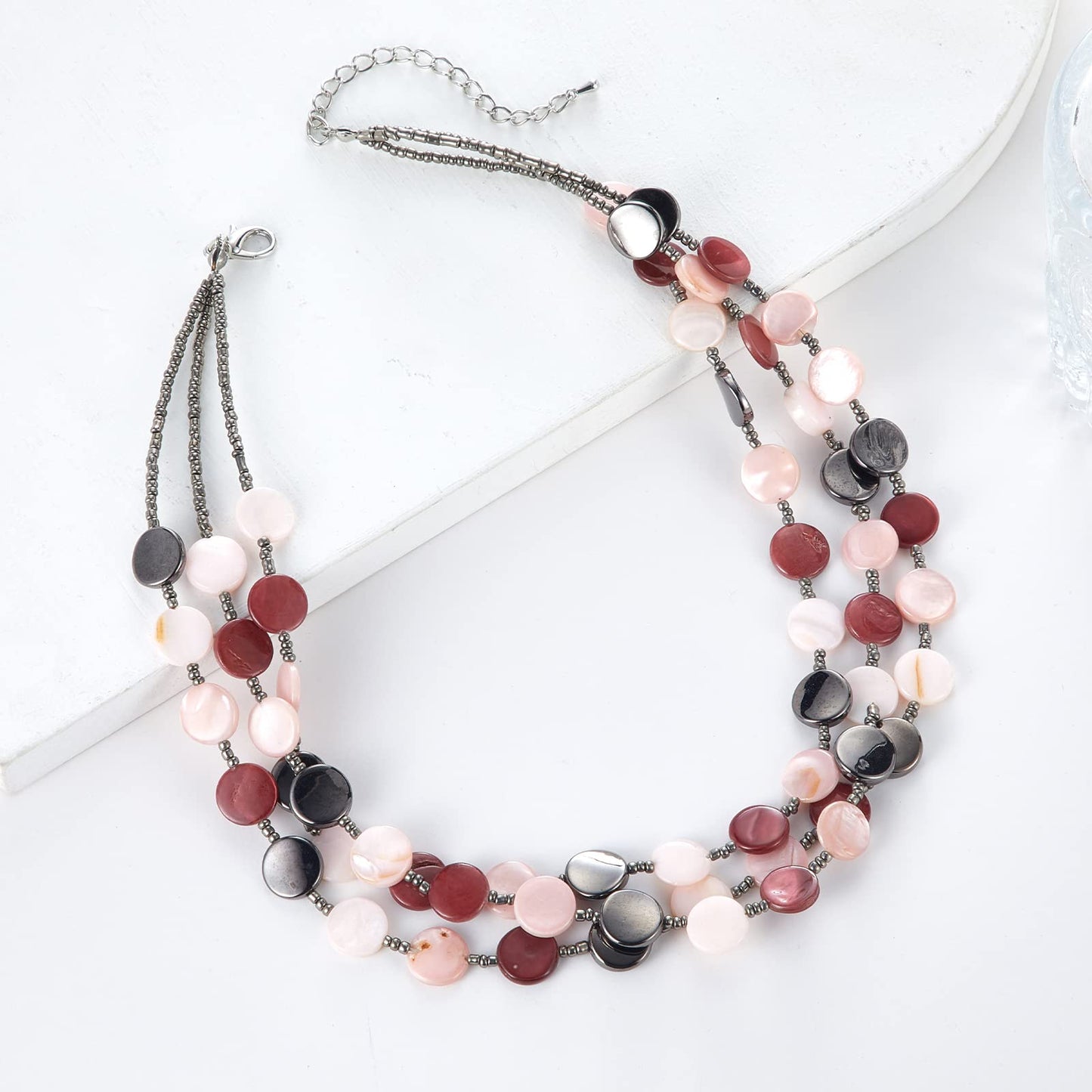 Boho Two-color Shell Layered Chunky Statement Necklace