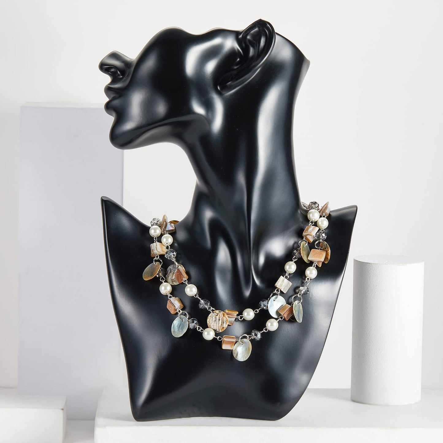Boho Two-color Shell Layered Chunky Statement Necklace
