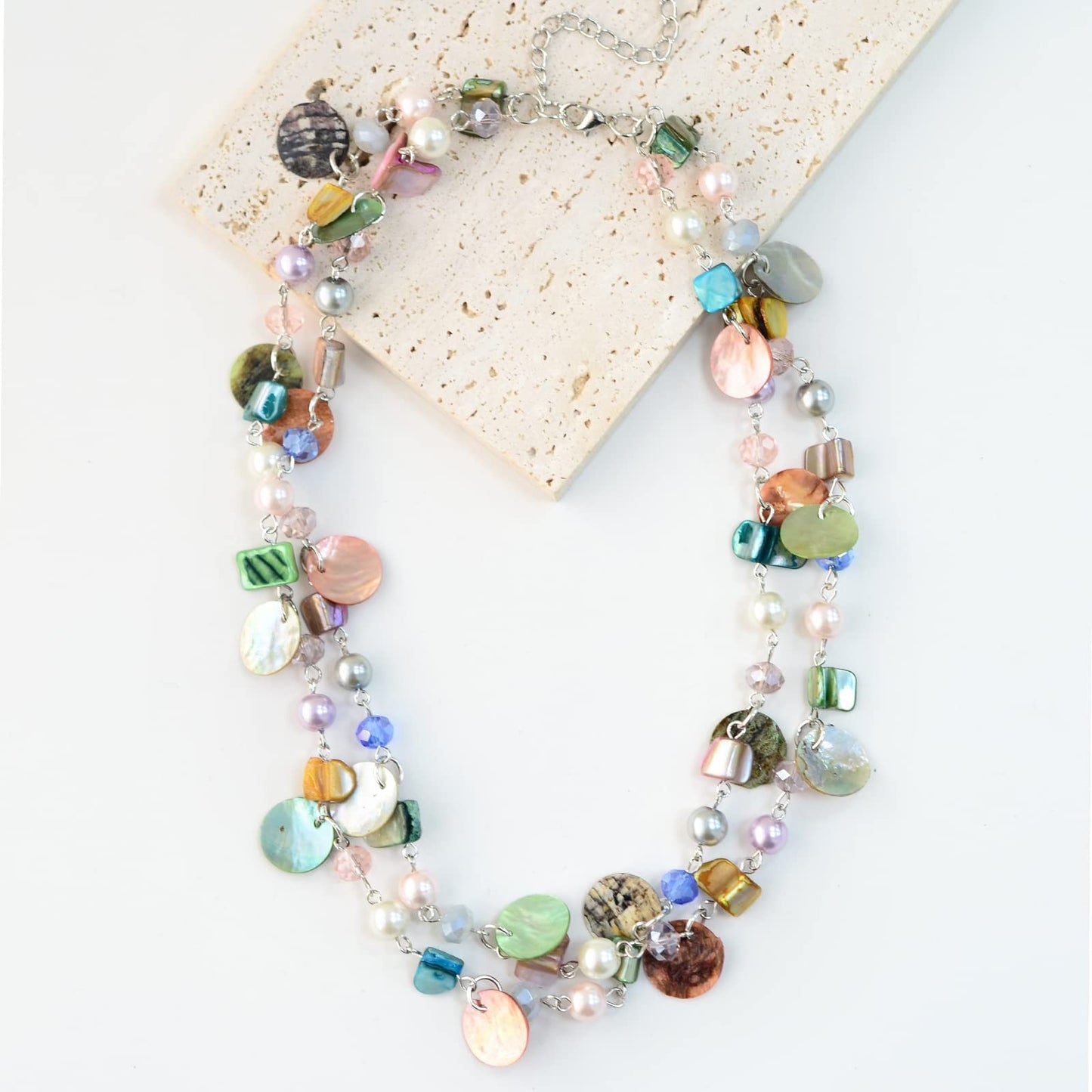Boho Two-color Shell Layered Chunky Statement Necklace