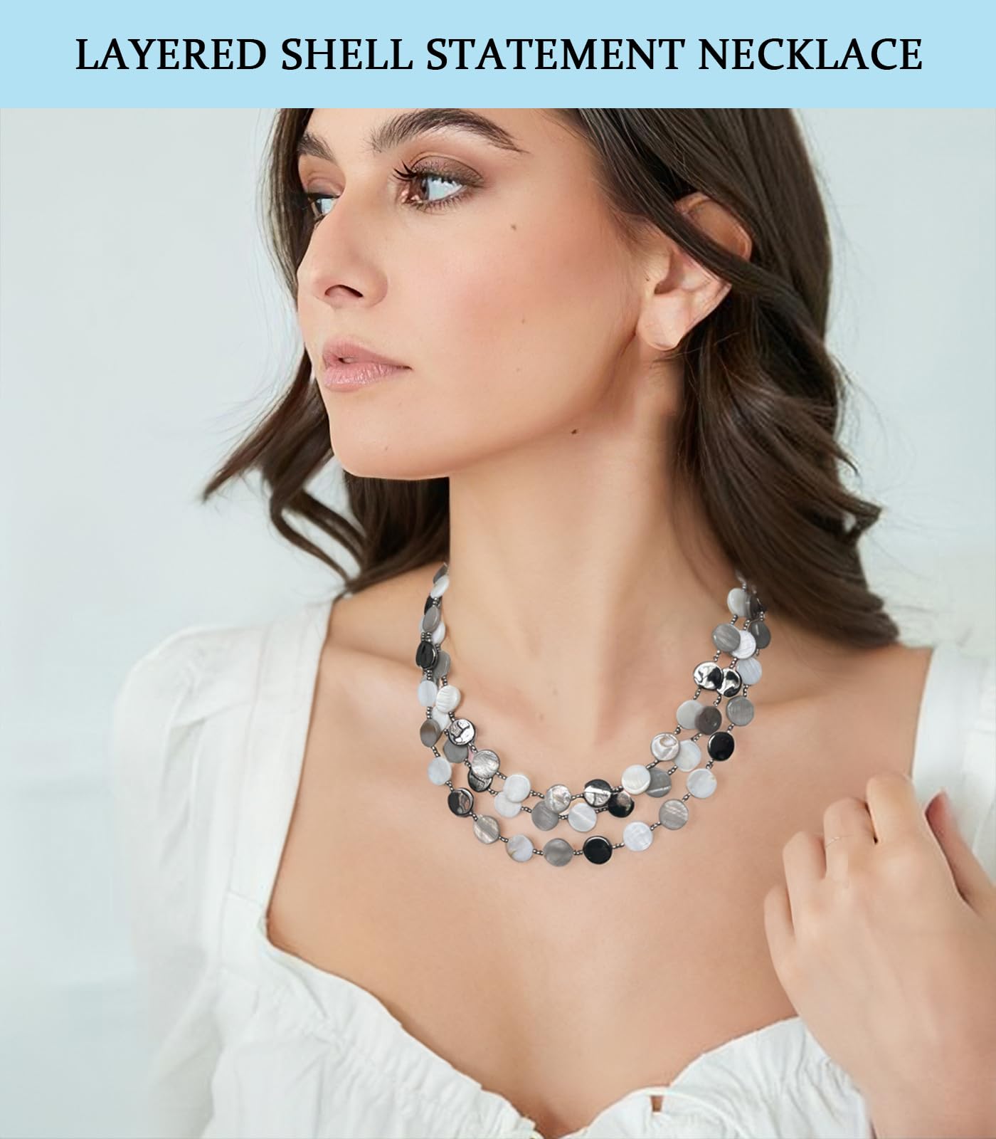 Boho Two-color Shell Layered Chunky Statement Necklace