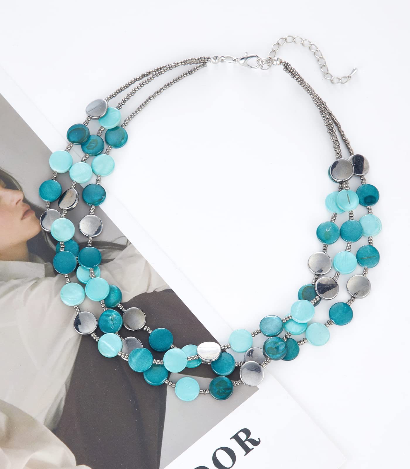 Boho Two-color Shell Layered Chunky Statement Necklace