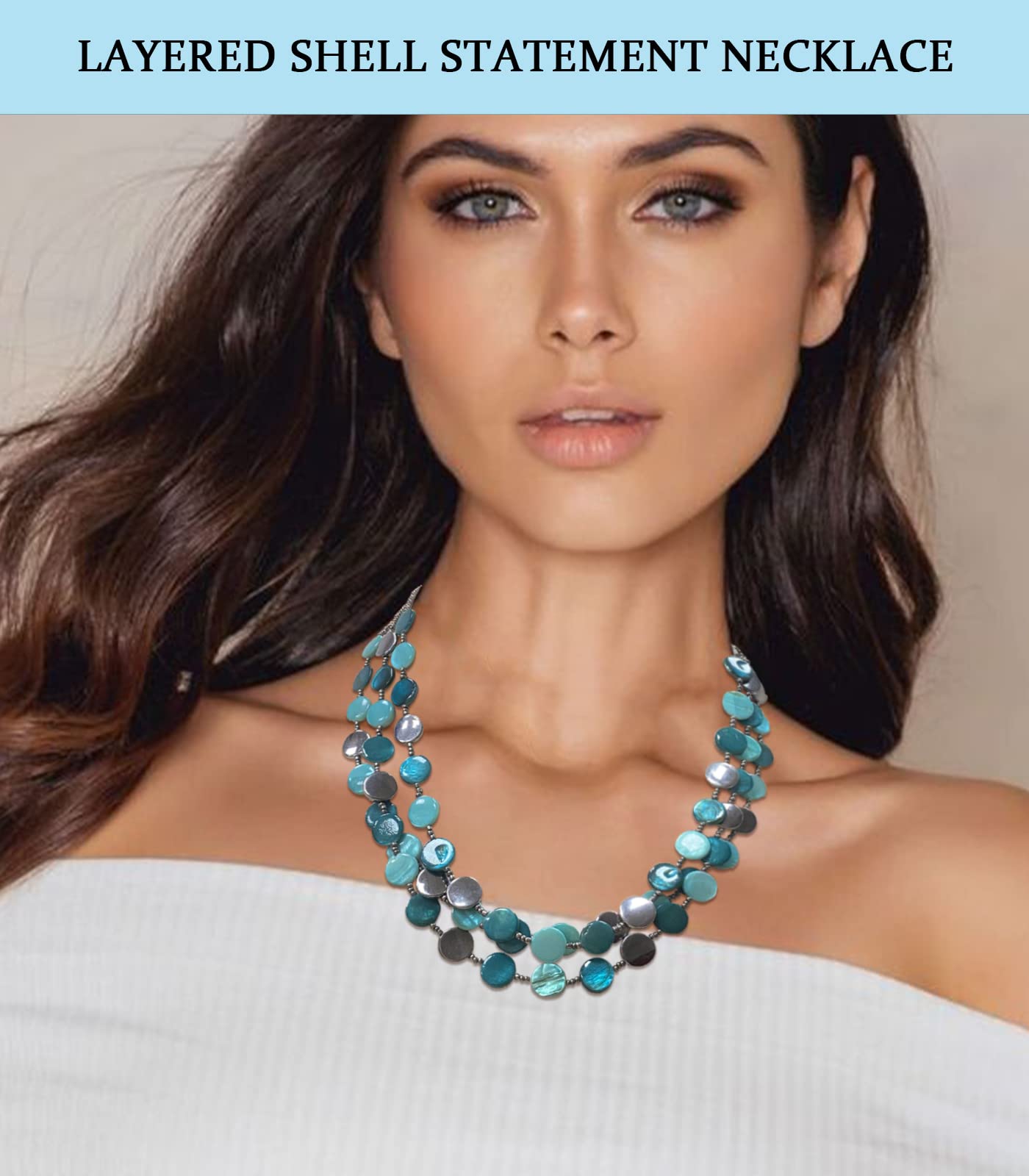 Boho Two-color Shell Layered Chunky Statement Necklace