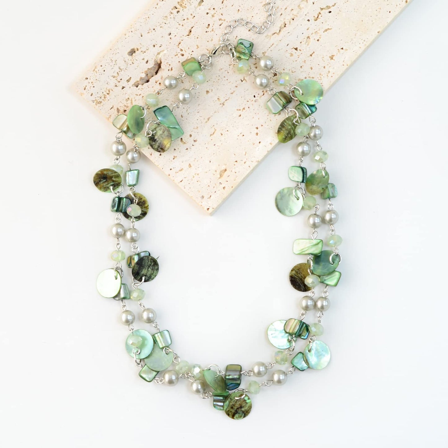 Boho Two-color Shell Layered Chunky Statement Necklace