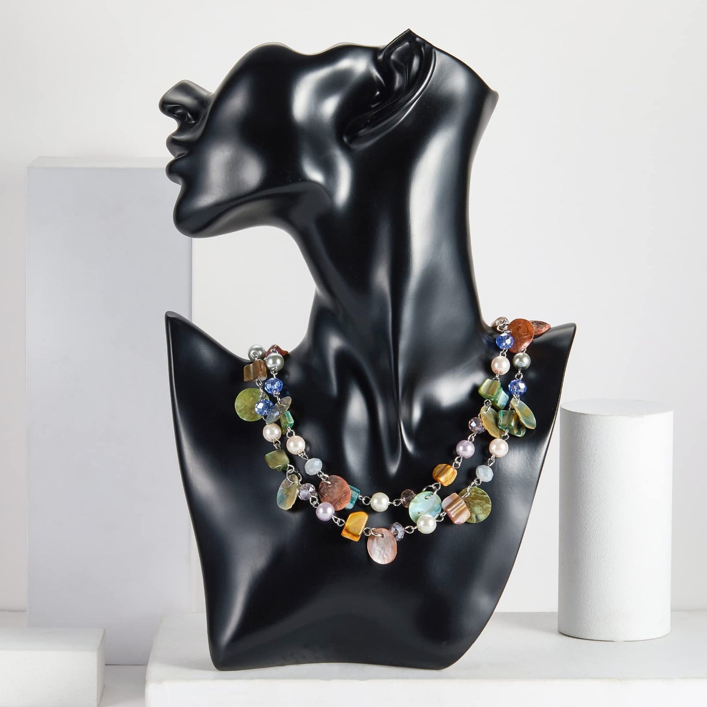 Boho Two-color Shell Layered Chunky Statement Necklace