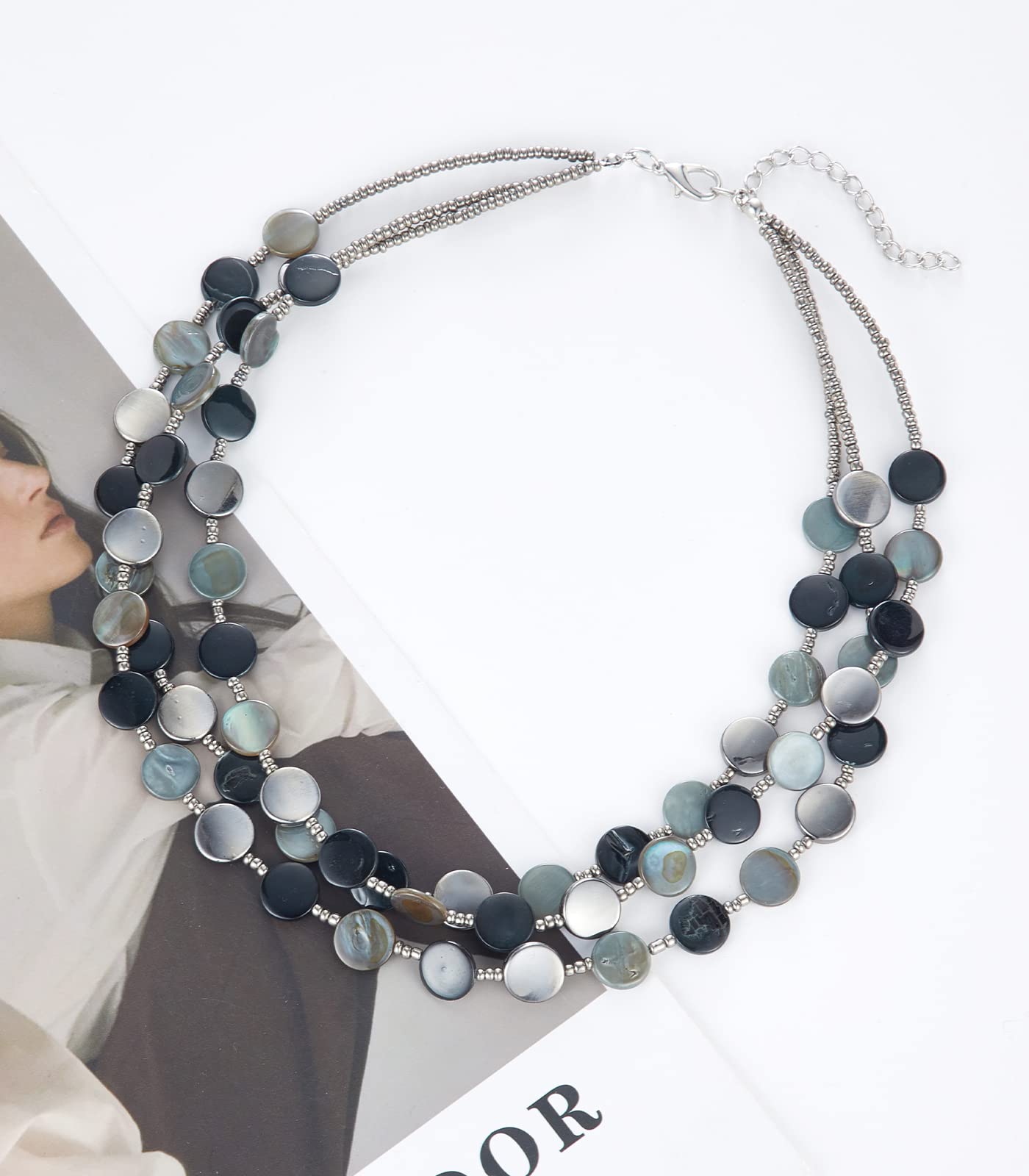 Boho Two-color Shell Layered Chunky Statement Necklace