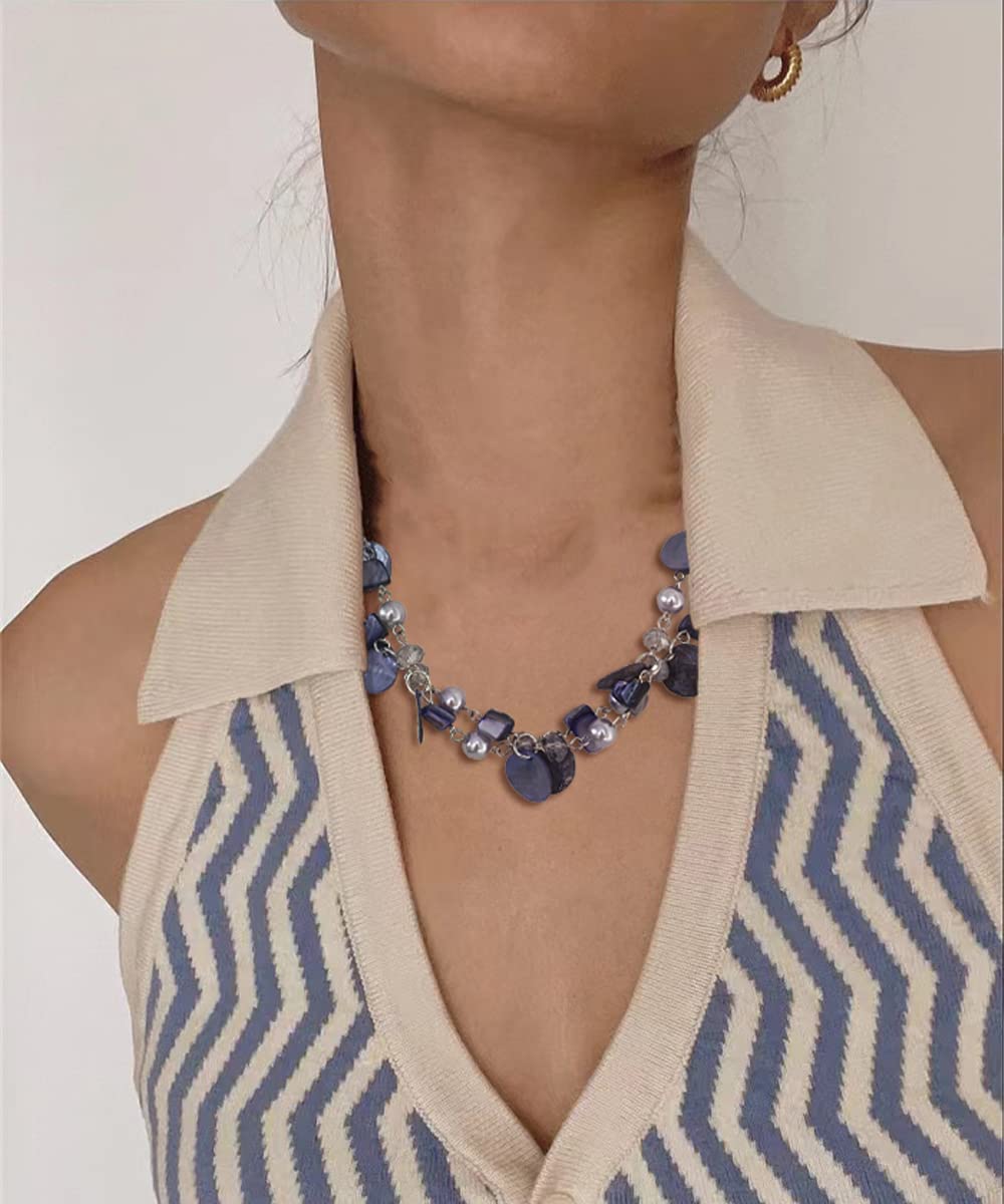 Boho Two-color Shell Layered Chunky Statement Necklace