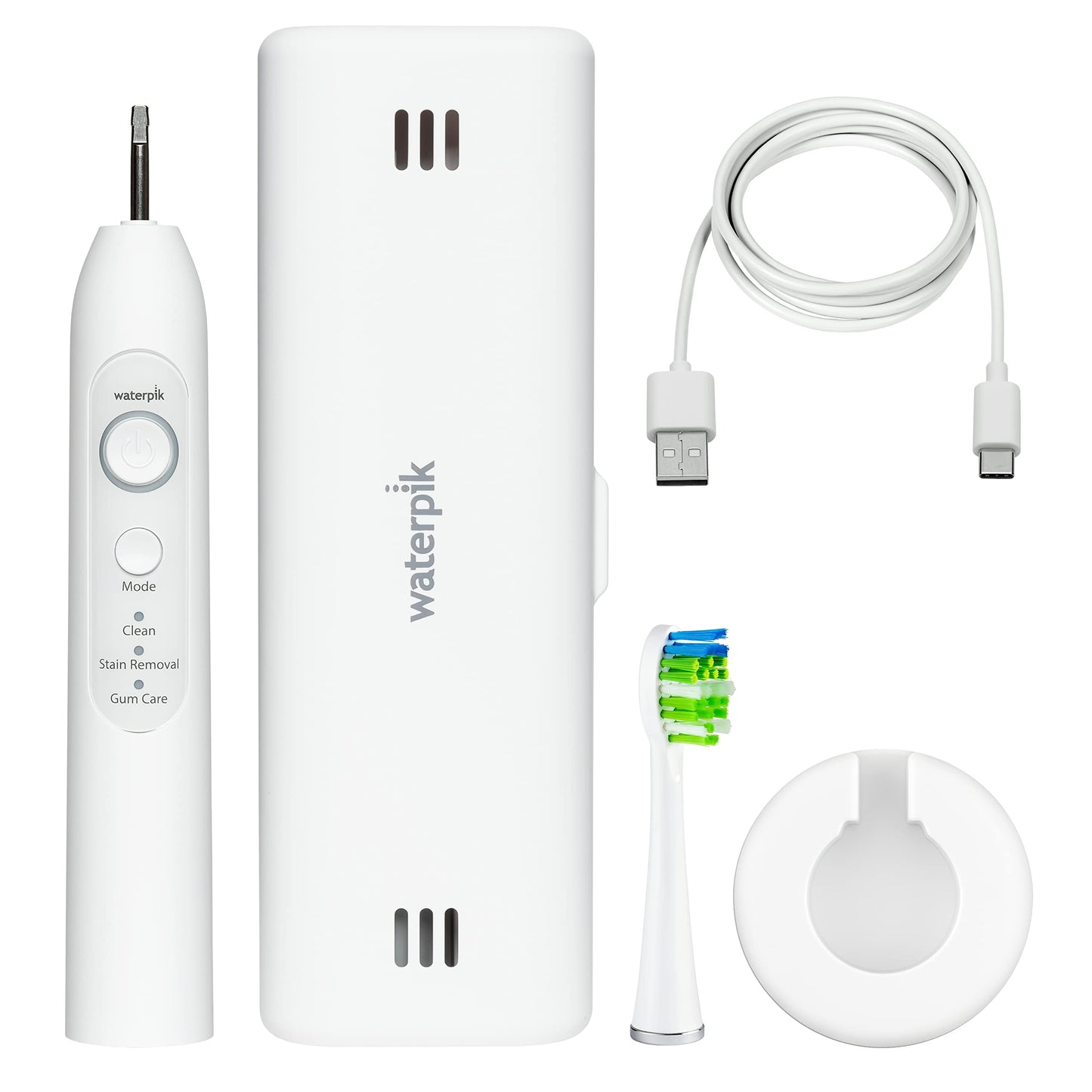 Waterpik Sensonic Sonic Electric Toothbrush, Rechargeable Toothbrush for Adults with 3 Modes, Travel Case, USB Charger, Modern Gray STW-03W027, Packaging May Vary