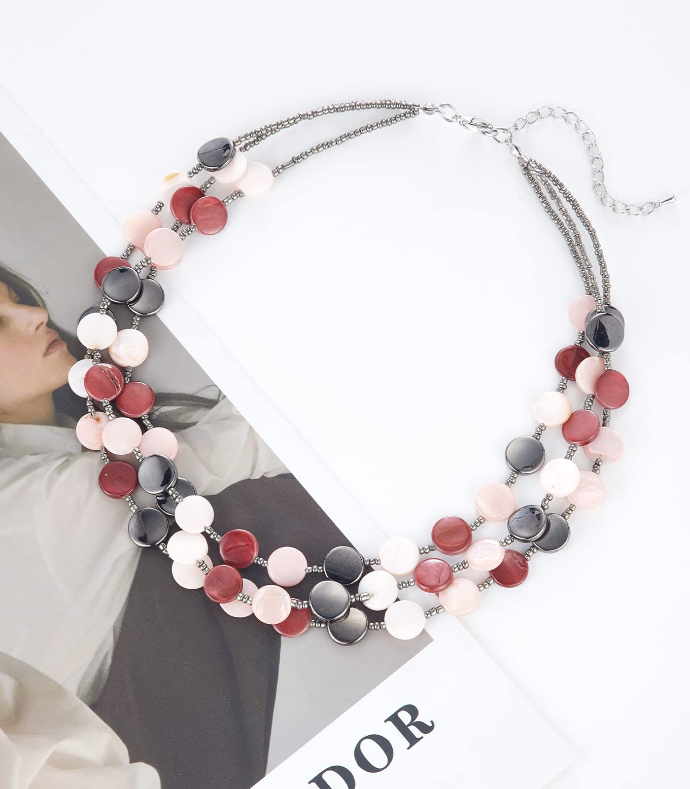 Boho Two-color Shell Layered Chunky Statement Necklace