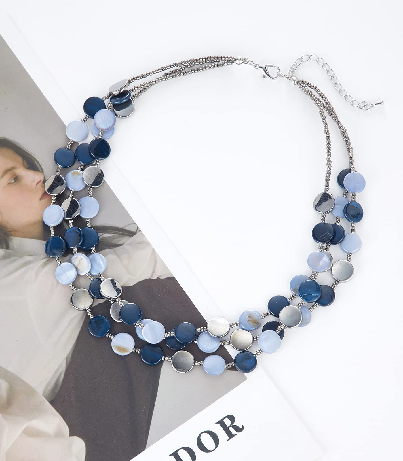 Boho Two-color Shell Layered Chunky Statement Necklace