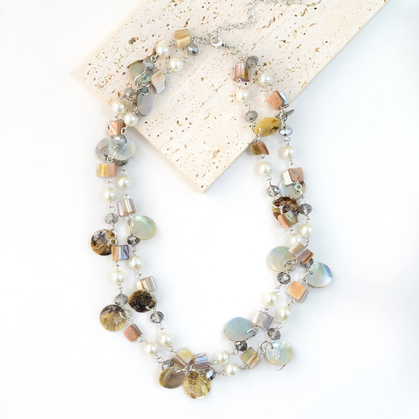Boho Two-color Shell Layered Chunky Statement Necklace