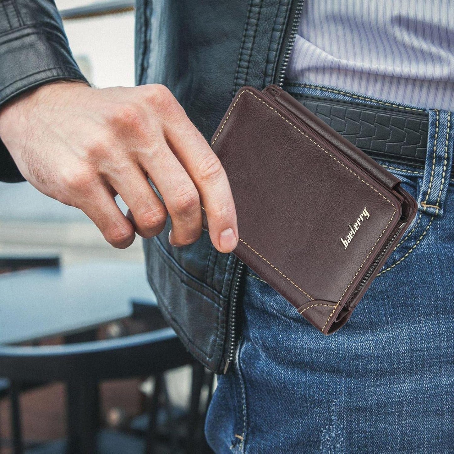 Brown Khaki Men's Leather Wallet