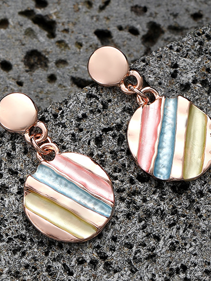 Colorful Striped Metal Earrings