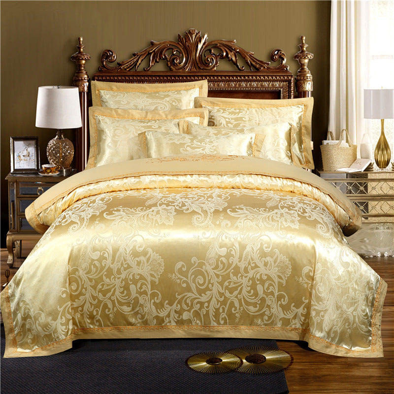 European Style Jacquard Cotton Embroidery Quilt Cover Set