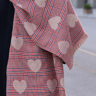 Pink Plaid Heart Shawl