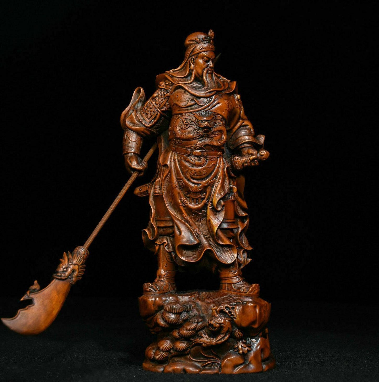 Gongwu Boxwood Carved God Of Wealth Statue Ornament