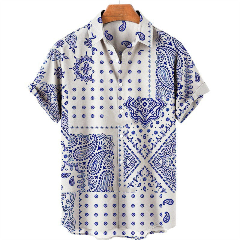 Men's Fashion Print Geometric Shirt Top