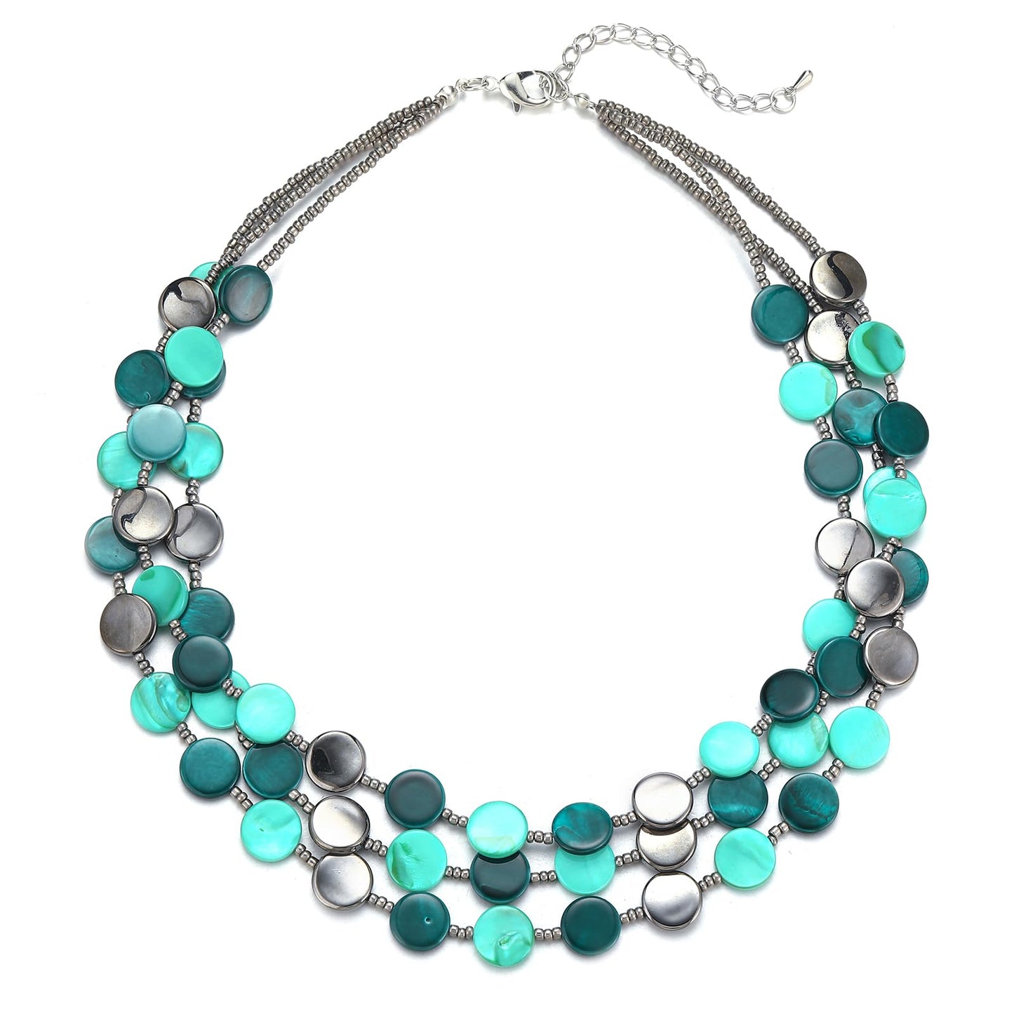 Boho Two-color Shell Layered Chunky Statement Necklace
