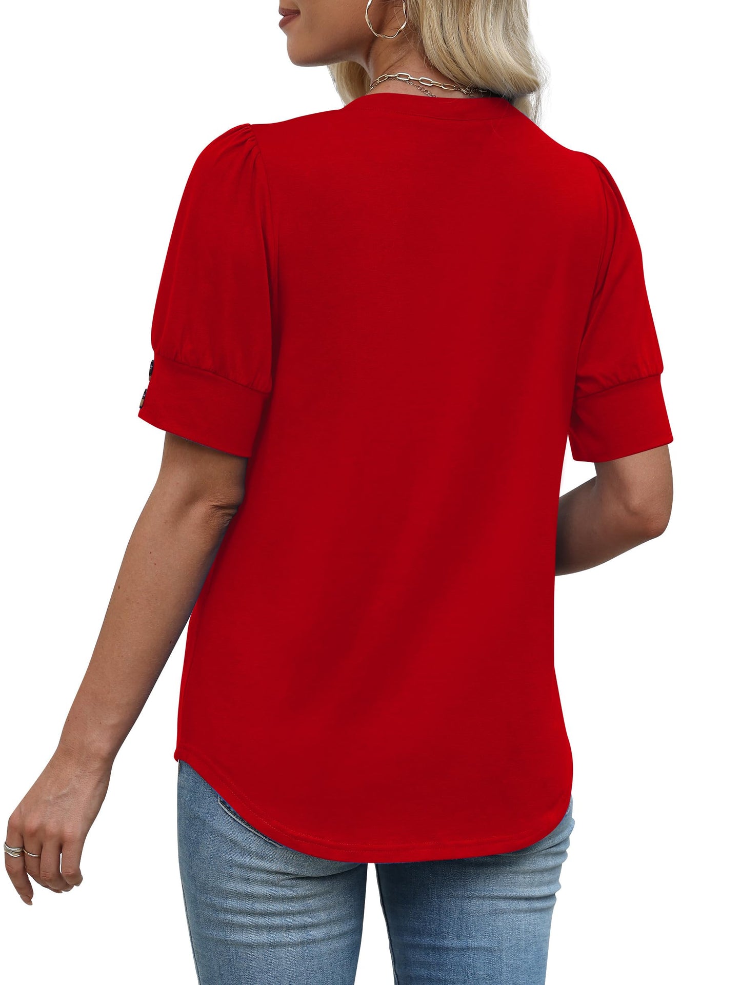 Womens Dressy Casual Short Sleeve V-Neck Shirts