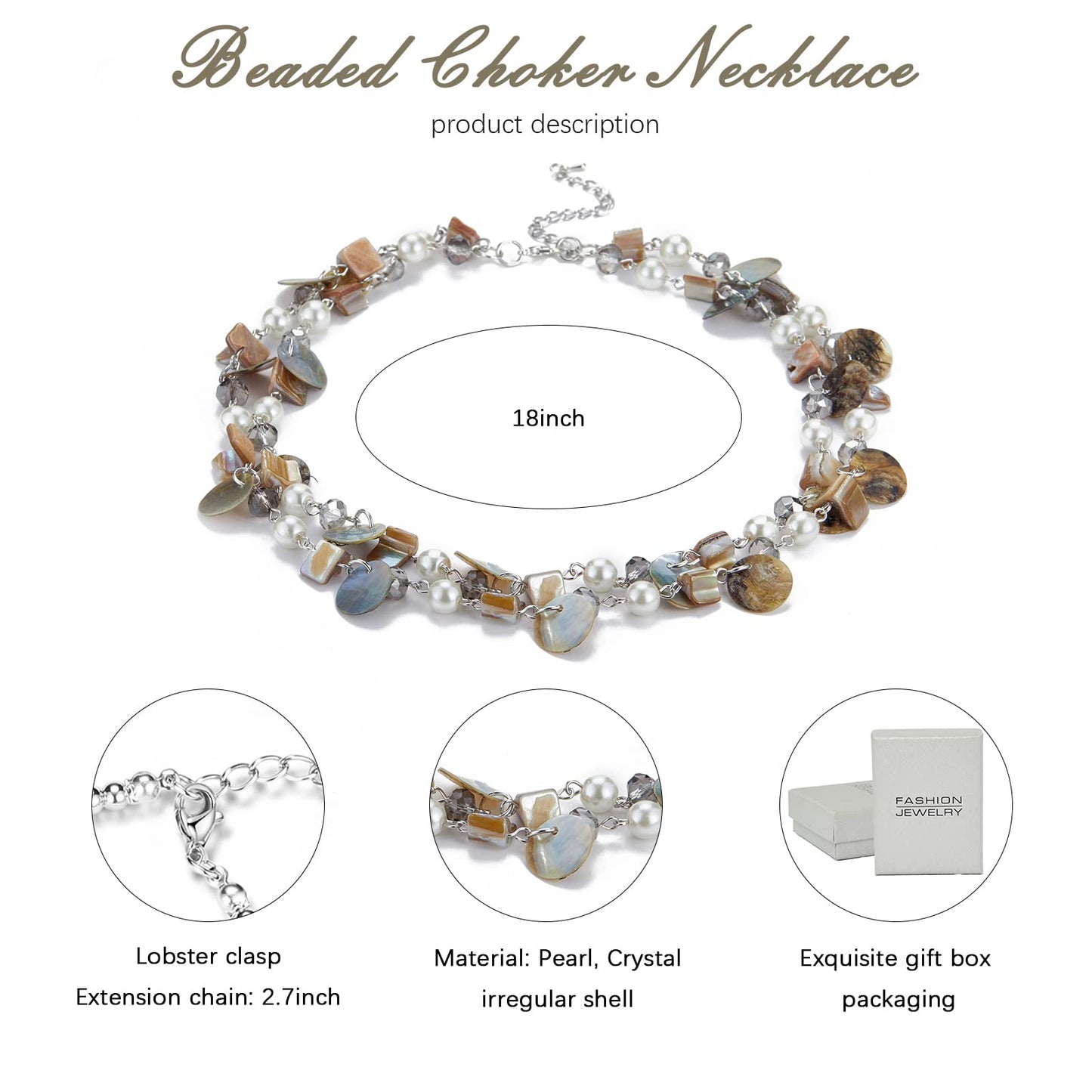 Boho Two-color Shell Layered Chunky Statement Necklace
