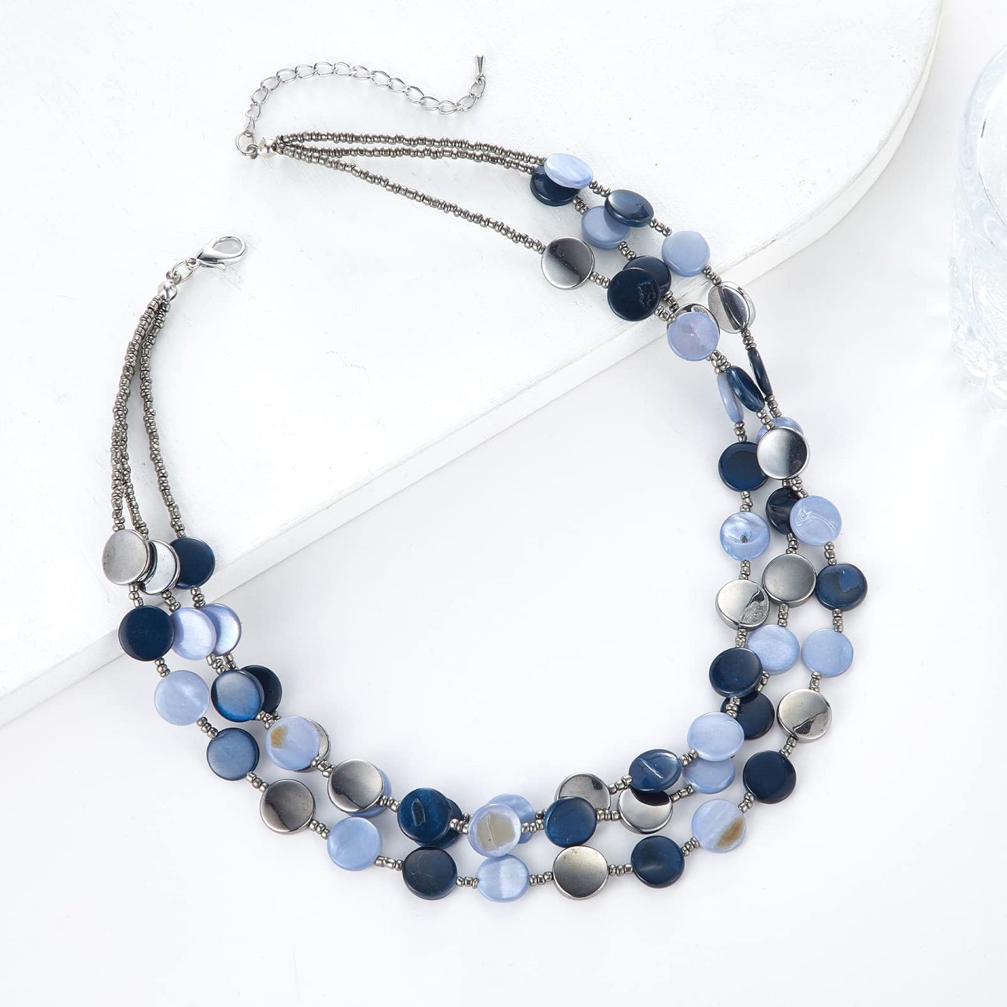 Boho Two-color Shell Layered Chunky Statement Necklace