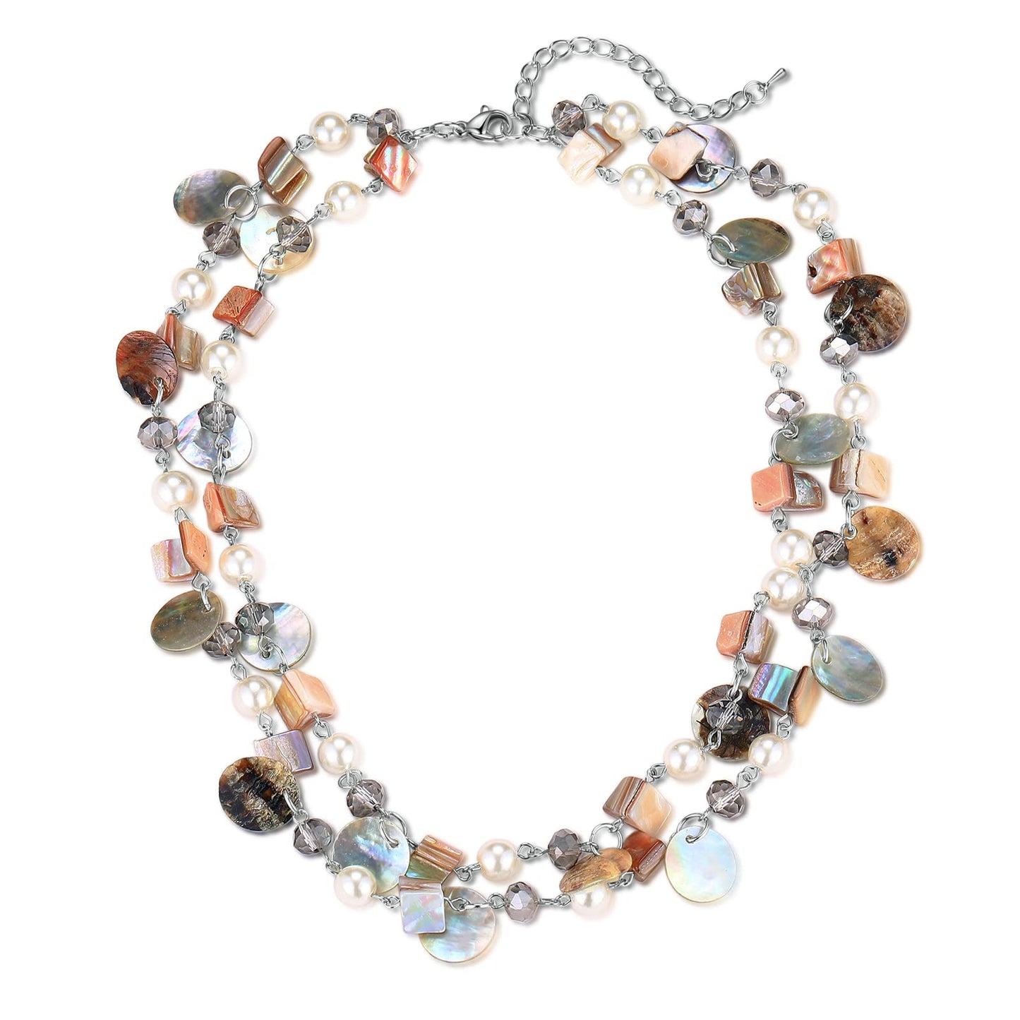 Boho Two-color Shell Layered Chunky Statement Necklace