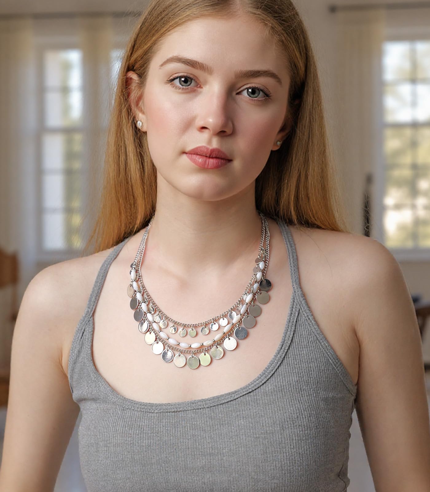 Boho Two-color Shell Layered Chunky Statement Necklace