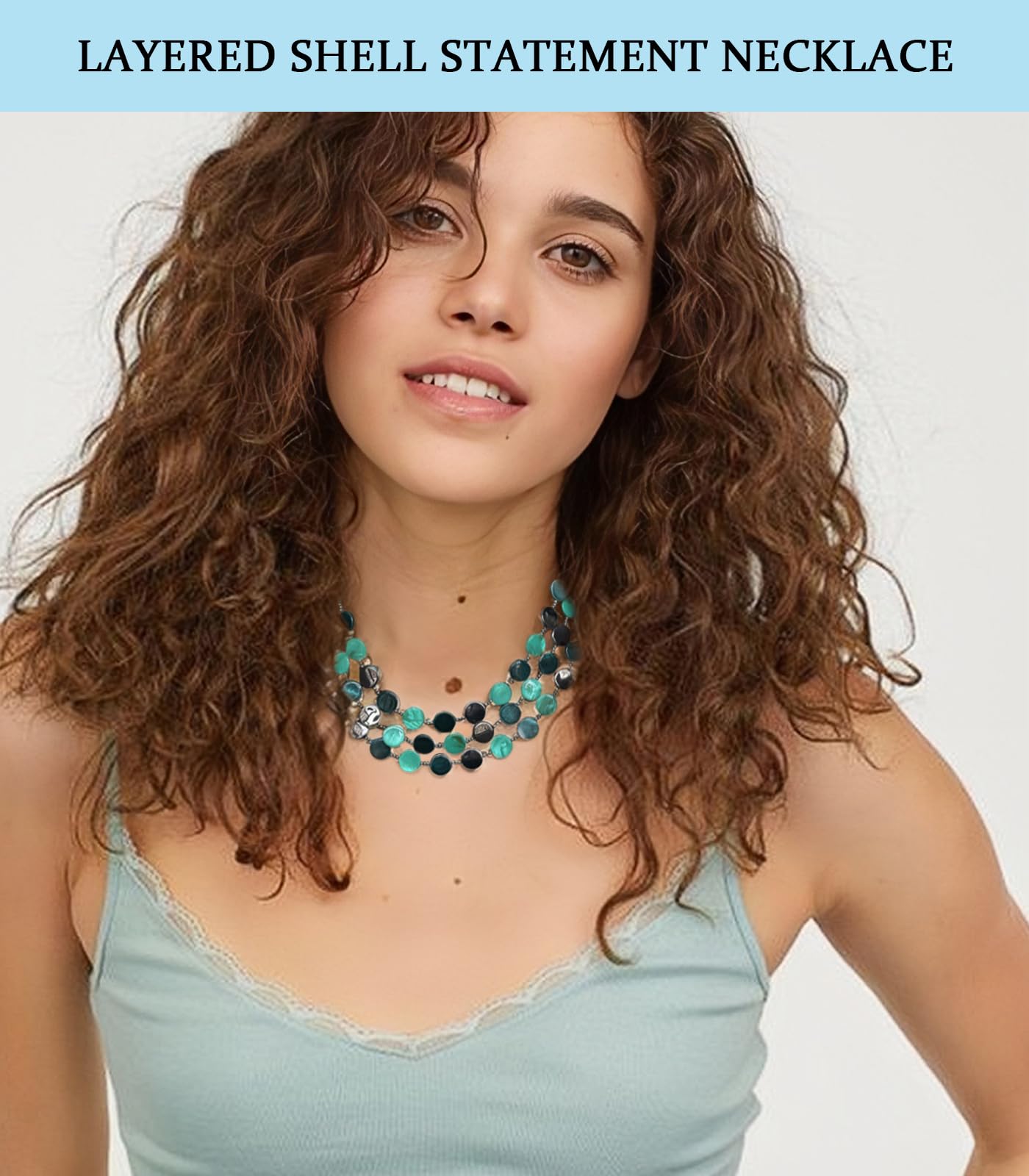 Boho Two-color Shell Layered Chunky Statement Necklace