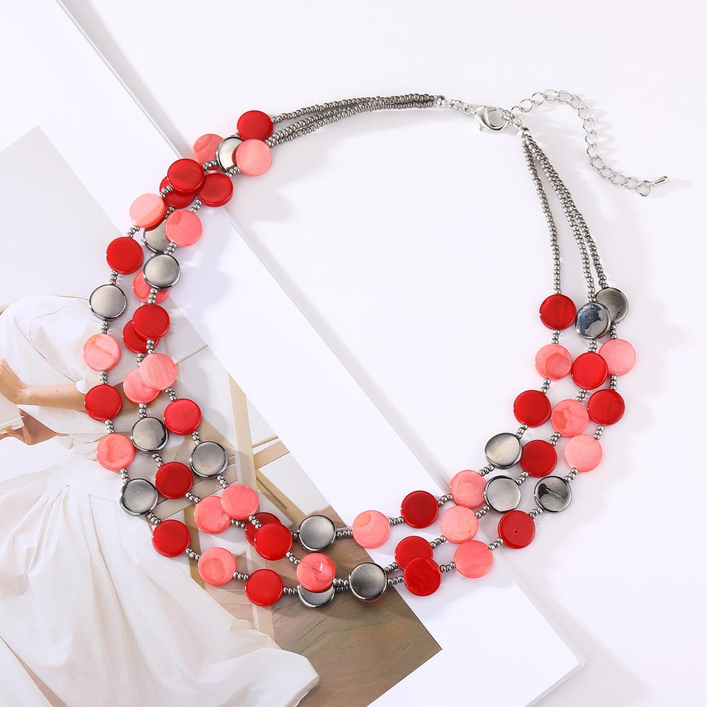 Boho Two-color Shell Layered Chunky Statement Necklace