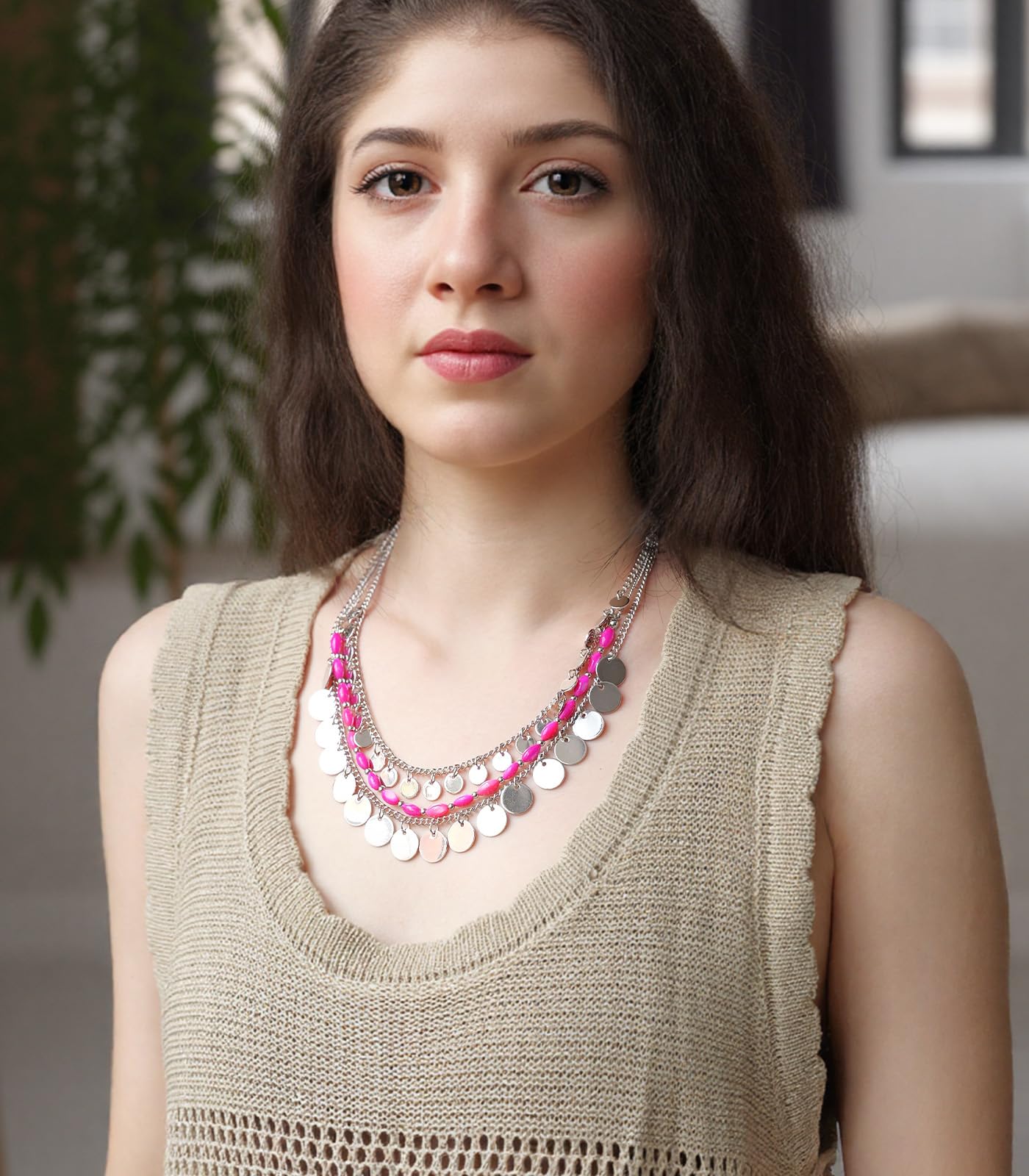 Boho Two-color Shell Layered Chunky Statement Necklace