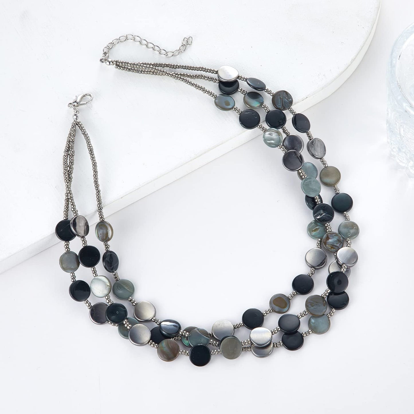 Boho Two-color Shell Layered Chunky Statement Necklace