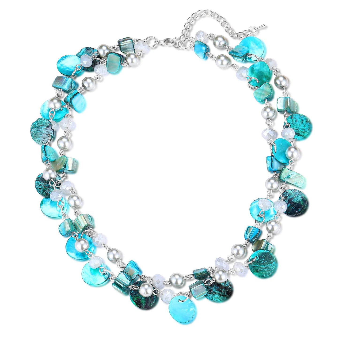 Boho Two-color Shell Layered Chunky Statement Necklace