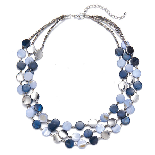 Boho Two-color Shell Layered Chunky Statement Necklace