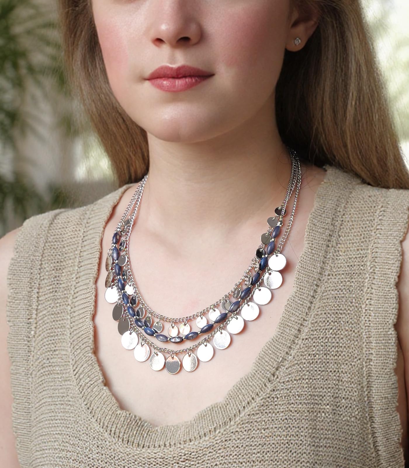 Boho Two-color Shell Layered Chunky Statement Necklace